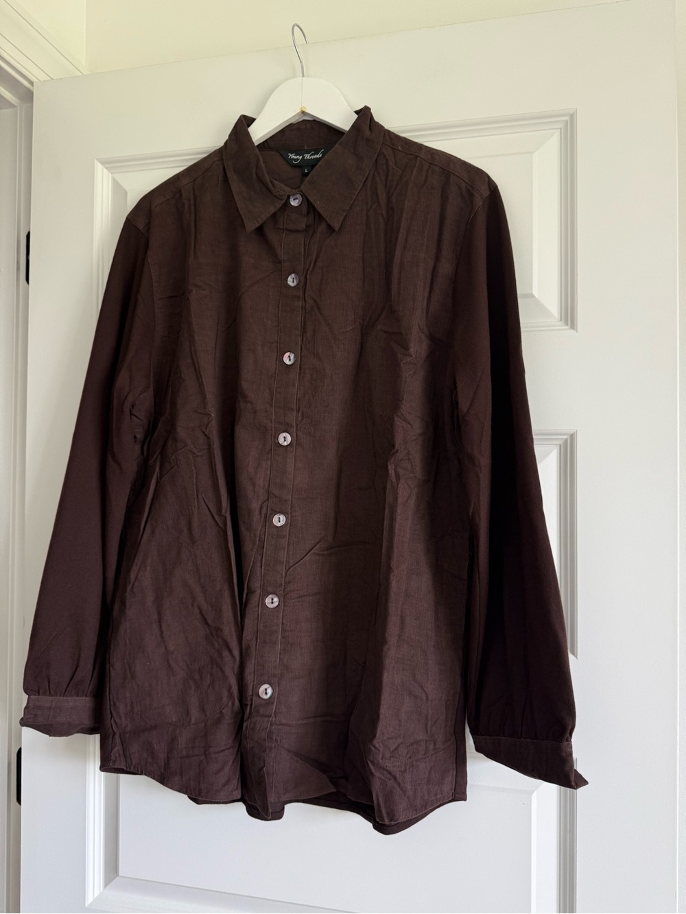 Young Threads NWT Brown Button Front Blouse Size Large Boho Cottagecore - Picture 7 of 11